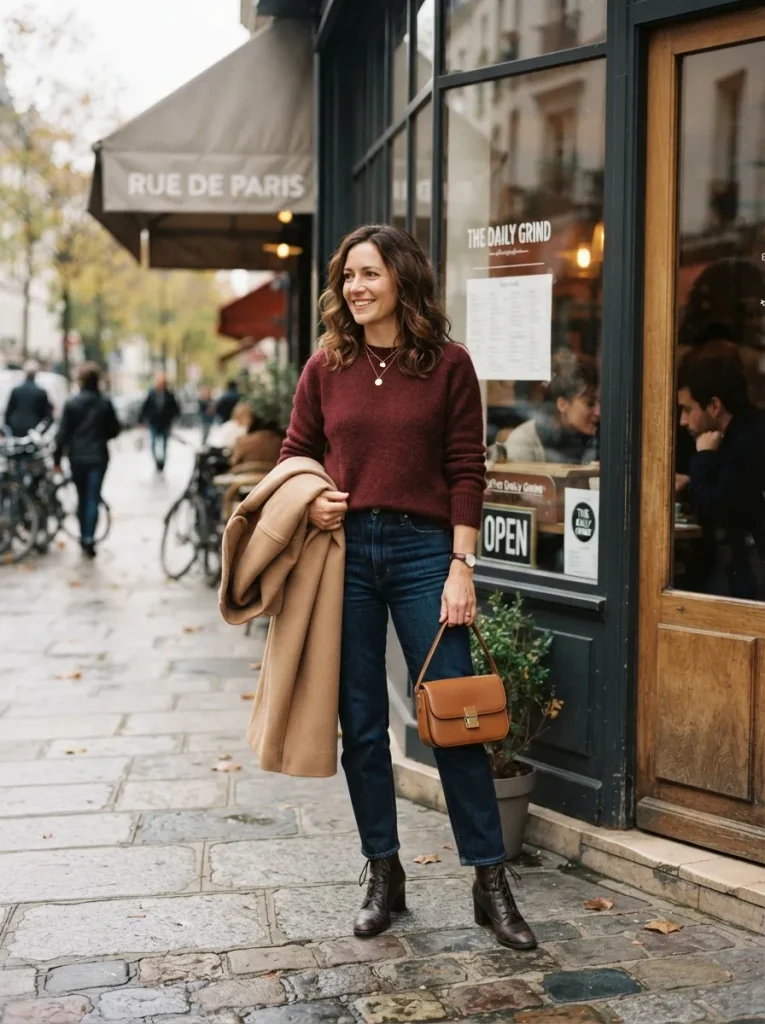 Burgundy Sweater Denim